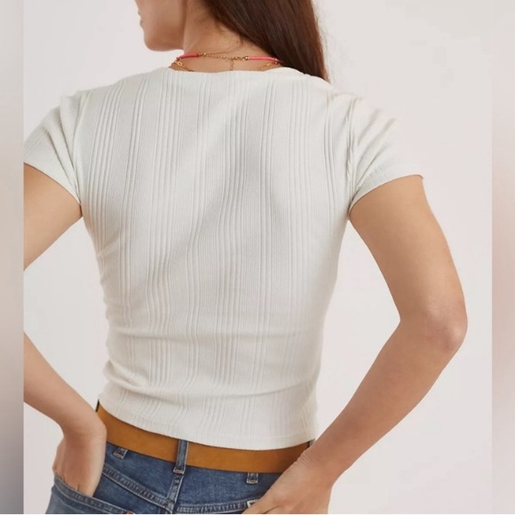 New! Women’s Anthropologie Mika Rib Knit Top Cream size medium - Picture 2 of 8